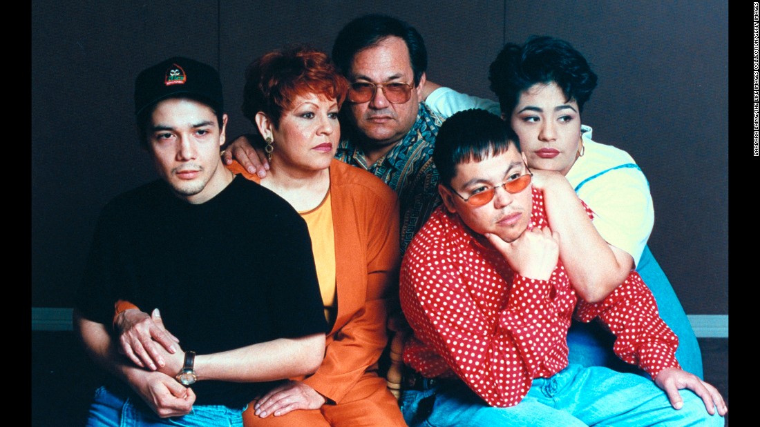 Music was the family business for Selena and her family. From left are her husband, Chris Perez, who played guitar in her band; her parents, Marcela and Abraham Quintanilla (her father created the band and was its manager); and siblings and bandmates A.B. (who played bass) and Suzette (who played drums). 