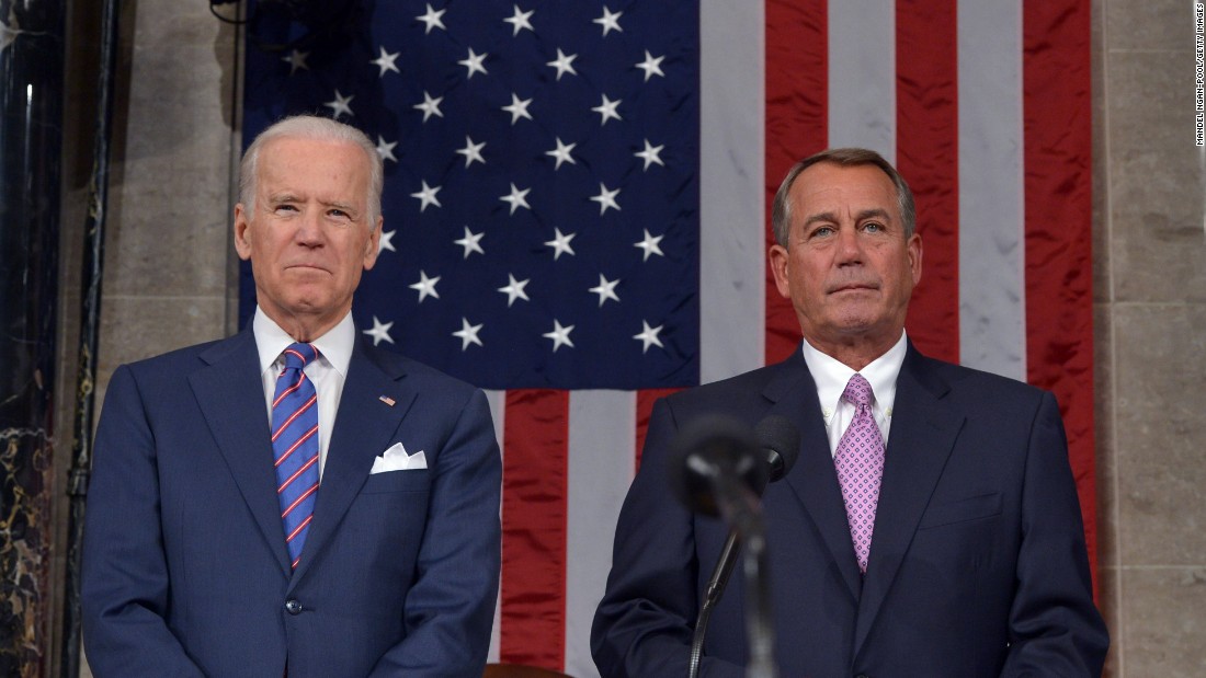 U.S. Vice President Joe Biden and Speaker of the House John Boehner await the arrival of President Barack Obama for the State of The Union address on January 20 in the House Chamber of the Capitol.