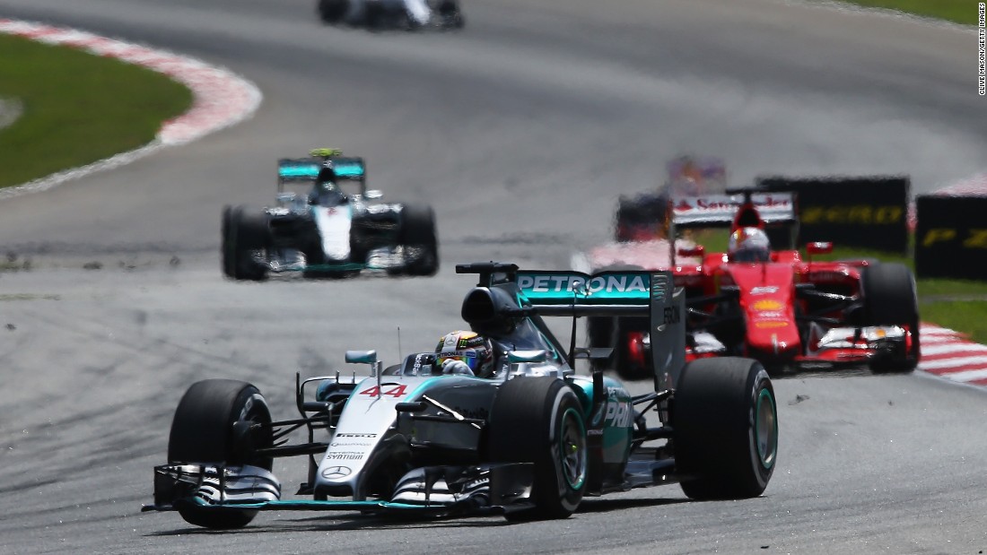 Lewis Hamilton was the early leader in Malaysia from pole before the safety car was deployed