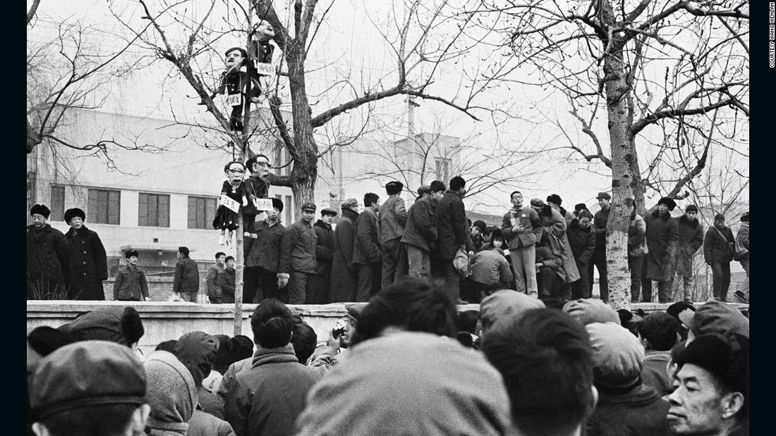 People gather in Beijing to celebrate the downfall of the Gang of Four. The gang&#39;s leading figure was Mao&#39;s Zedong&#39;s last wife Jiang Qing and they were blamed by the government for the worst excesses of the Cultural Revolution. 