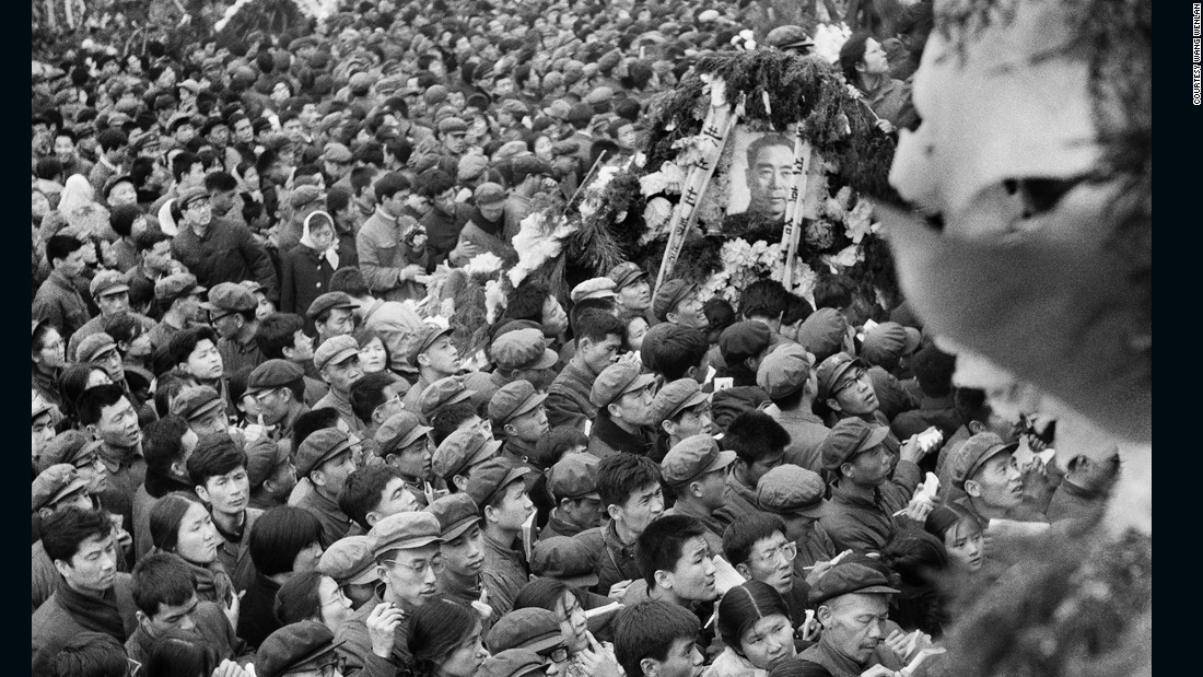 Wang has also covered most major news events in China of the past four decades. Here, people gather in Tiananmen Square in Beijing in an unprompted outpouring of grief for late Premier Zhou Enlai in 1976. He took the photos secretly and they weren&#39;t published until the 1980s. 