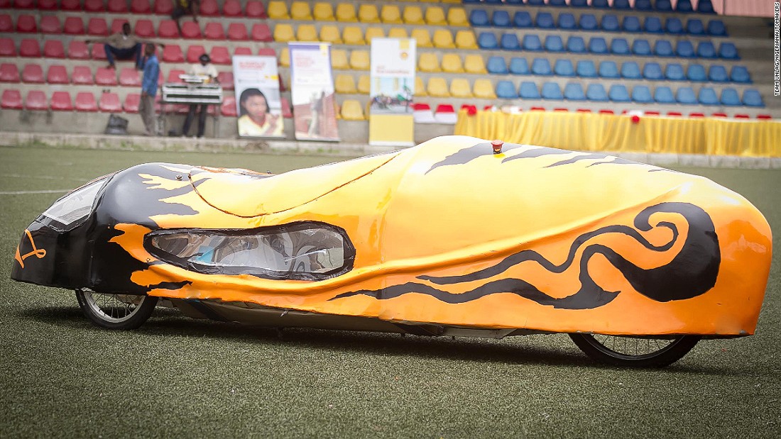 Made from fiberglass, the &quot;Autonov III&quot; from the University of Lagos is shaped like a teardrop to minimize drag.