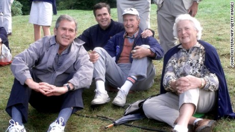 George H.W. Bush was elected president in 1988, and his son George W. Bush was elected in 2000. Now, the son of the 41st president and the brother of the 43rd, former Florida Gov. Jeb Bush, is campaigning to become the nation&#39;s 45th president. Pictured from left to right, George W. Bush, Jeb Bush, George H. W. Bush and Barbara Bush.