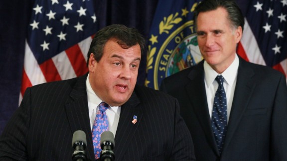 Christie speaks as he endorses former Massachusetts Gov. Mitt Romney for the Republican presidential nomination on October 11, 2011, in Lebanon, New Hampshire.