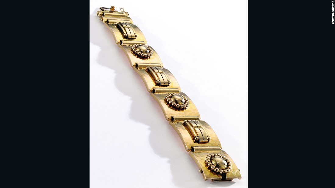 For those looking to avoid ostentatious jewels altogether, this Jean Després 18 karat gold bracelet from the 1930s is the perfect choice. The new owner paid $125,000.