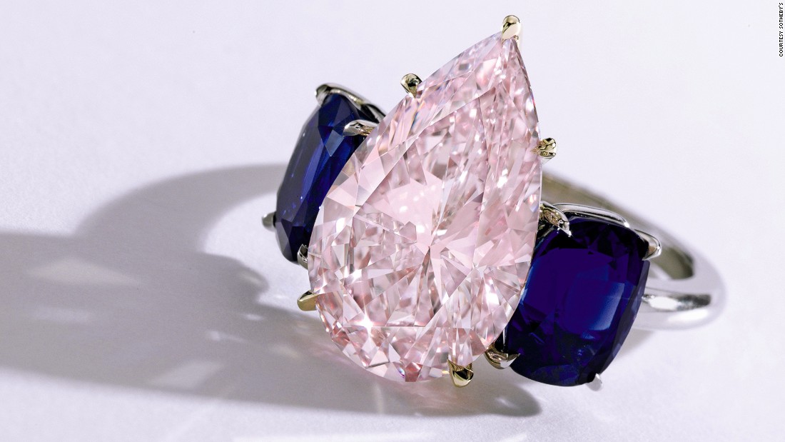 This purple-pink diamond, set between two sapphires, provides a great alternative to the classic white. It sold for $2.4 million.