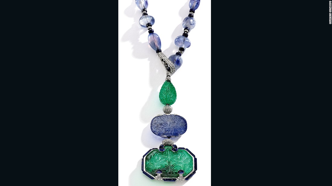 This Mughal Empire-inspired necklace -- a combination of platinum, emerald, sapphire, lapis and diamond -- was recently part of the &lt;a href=&quot;http://denverartmuseum.org/exhibitions/brilliant-cartier-20th-century&quot; target=&quot;_blank&quot;&gt;&lt;em&gt;Brilliant: Cartier in the 20th Century&lt;/em&gt;&lt;/a&gt; exhibition at the Denver Art Museum. Tuesday&#39;s buyer paid $2.6 million.