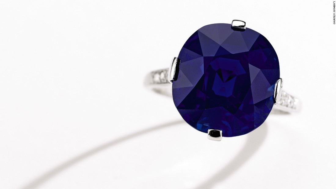 Kashmir sapphires featured heavily in the lot. This ring from Cartier, which was created around 1915, combines platinum, diamonds and one spectacular sapphire. It sold to an online bidder for $1.9 million.