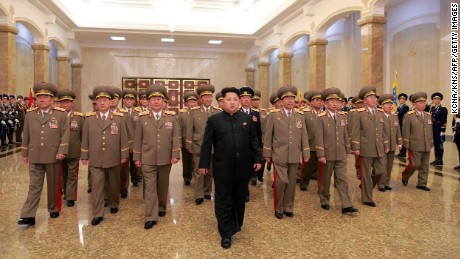 Kim Jong-Un visits the Kumsusan Palace of the Sun in Pyongyang on April 15.