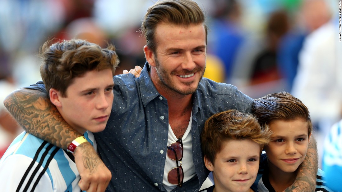 Beckham also took his boys to the 2014 World Cup in Brazil, where they attended the final between Germany and Argentina at the Maracana Stadium.