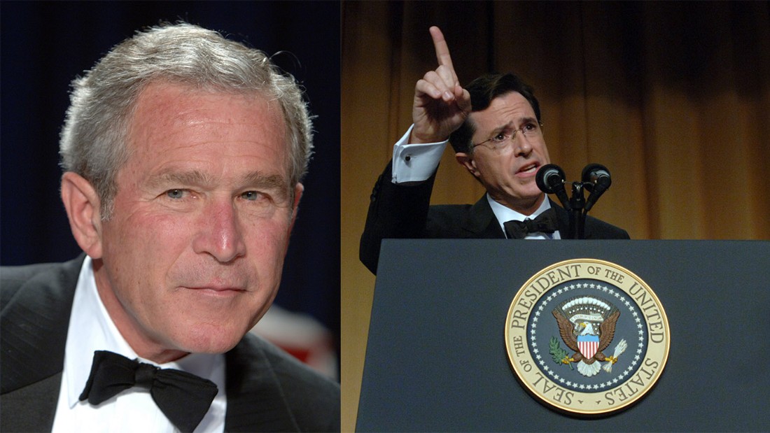 In one of the most brutal presidential roasts, comedian Stephen Colbert tore into President George W. Bush&#39;s foreign policy in 2006, hammering the 43rd President over the Iraq War. &quot;I believe the government that governs best is the government that governs least,&quot; Colbert deadpanned, &quot;and by these standards, we have set up a fabulous government in Iraq.&quot; Some Bush supporters left the room.