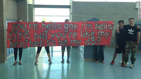 The high school student&#39;s &quot;promposal&quot; to his gay best friend has gone viral on social media. 