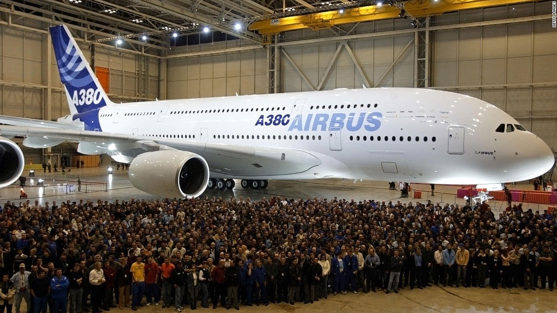 The A380 took its maiden flight on April 27, 2005. At 79.8 meters wide, the aircraft is the largest commercial passenger plane in operation.