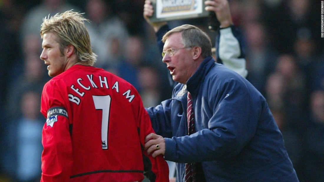 Alex Ferguson brought Beckham into United&#39;s first team as part of the now venerated &quot;Class of &#39;92&quot; youth side. They won six Premier League titles together but their relationship deteriorated as Beckham&#39;s celebrity persona blossomed -- and the Scottish manager&#39;s infamous kicking of a boot into the player&#39;s head in the Old Trafford dressing-room after an FA Cup defeat in 2003 precipitated his move to Real Madrid.