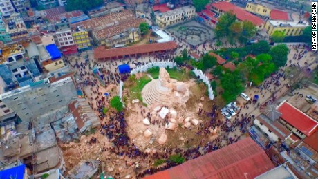 A drone captured aerial shots of the damages in Kathmandu, Nepal on April 27 following a 7.8 magnitude earthquake that struck on April 25.