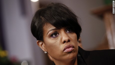 BALTIMORE, MD - APRIL 26: Baltimore Mayor Stephanie Rawlings-Blake takes questions at a news conference at Bethel AME Church, April 26, 2015 in Baltimore, Maryland. Rawlings-Blake discussed the recent unrest in Baltimore surrounding the death of Freddie Gray. Gray&#39;s funeral is scheduled for Monday morning. (Drew Angerer/Getty Images)
