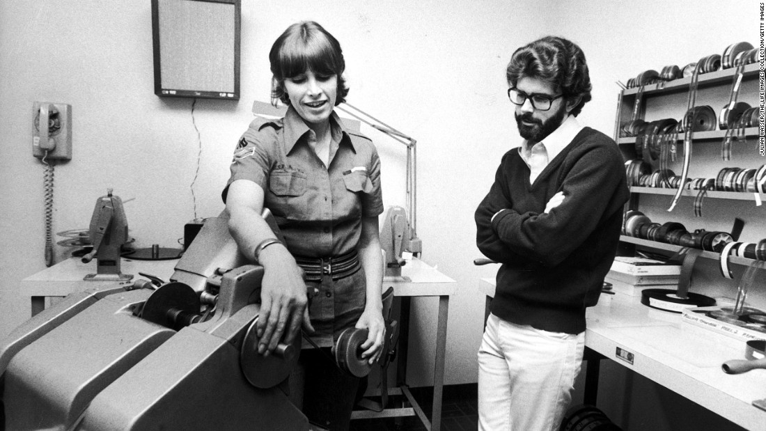 Film editor Marcia Lucas with her then-husband, director George Lucas, editing &quot;Star Wars.&quot; The film gave George Lucas the power to call shots in Hollywood -- influence he used to do everything from market video games to produce films for one of his heroes, Japanese director Akira Kurosawa.
