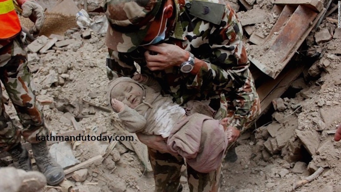 The newspaper adds the Nepalese Army had initially failed to rescue the baby and left the site thinking the baby had not survived. Hours later when the baby&#39;s cries were heard the army came back and rescued him.