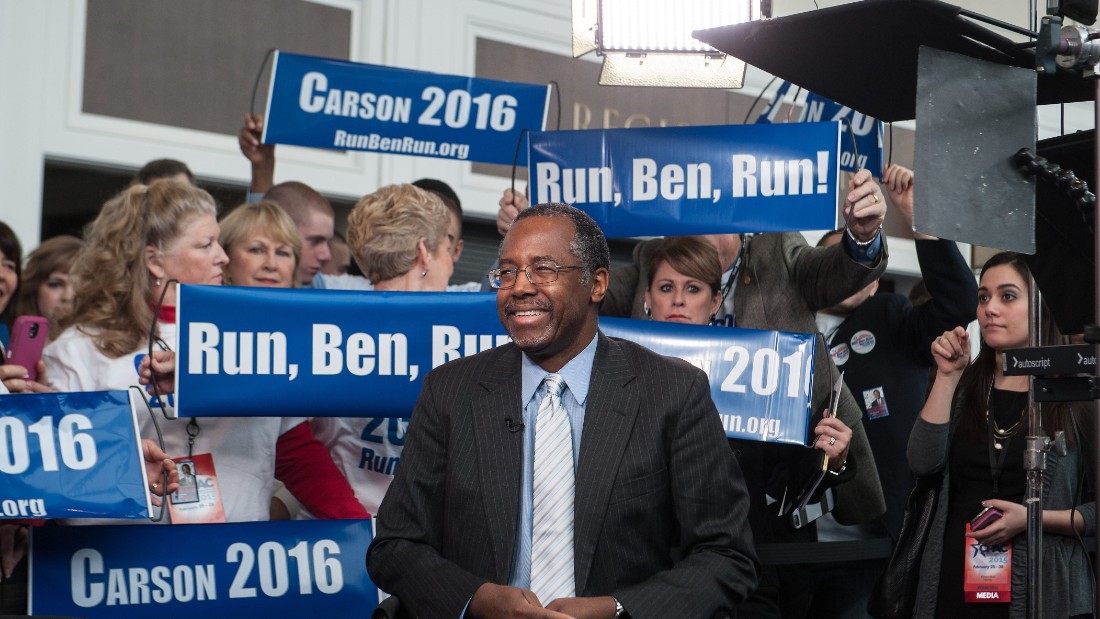 Carson is surrounded by supporters as he waits to be interviewed at the annual Conservative Political Action Conference (CPAC) at National Harbor, Maryland, outside Washington on February 26, 2015.