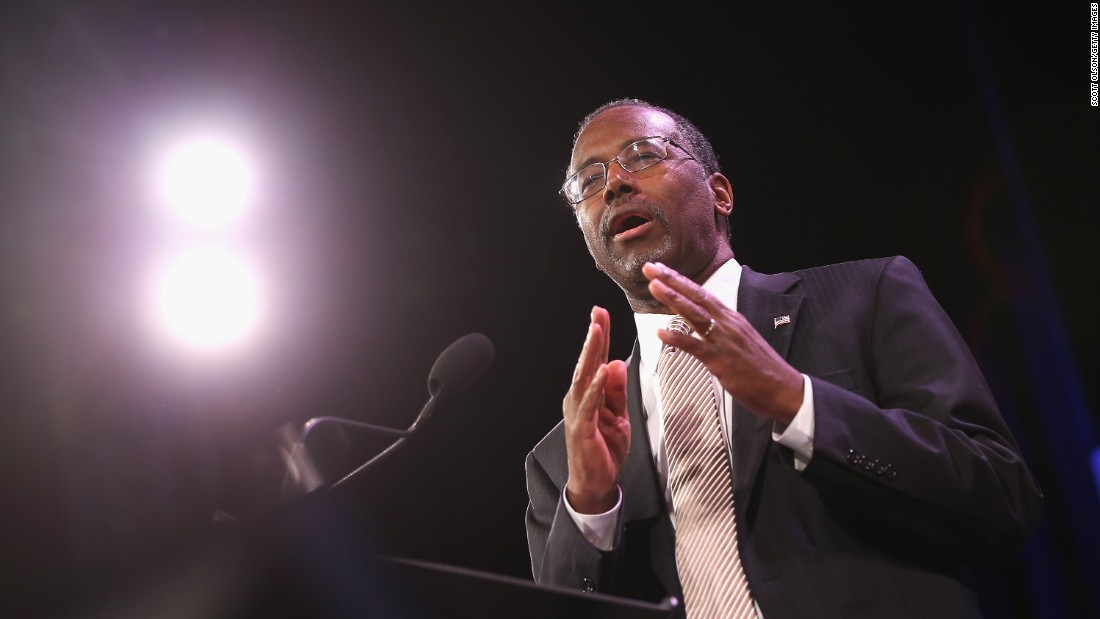 Carson speaks to guests at the Iowa Freedom Summit on January 24, 2015, in Des Moines, Iowa. 