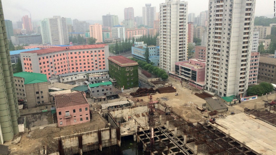 Rebar rises from a building under construction in Pyongyang, the capital city of North Korea, on Sunday, May 3.&lt;br /&gt;