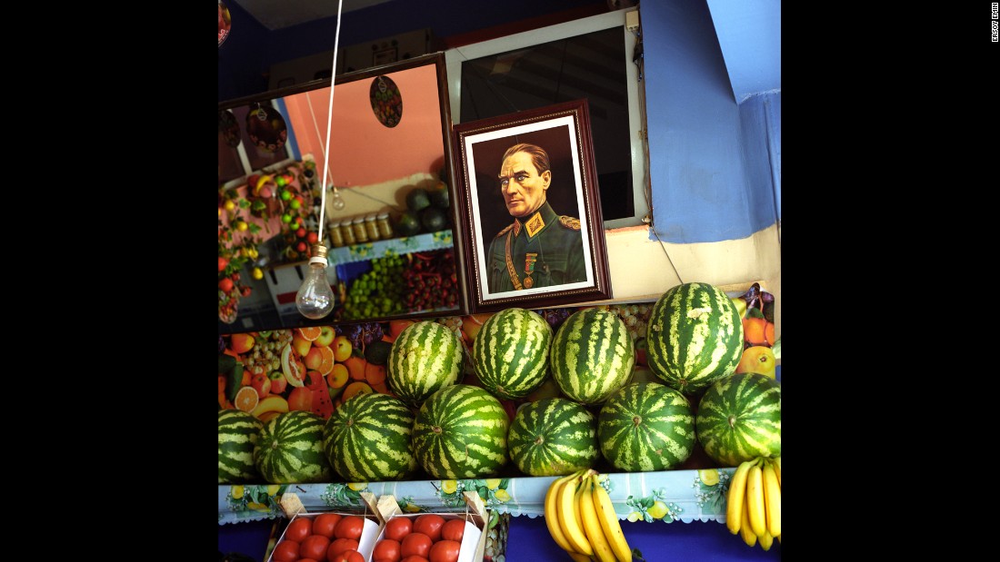 Mustafa Kemal Ataturk&#39;s portrait hangs in a grocery store on the European side of Istanbul. Photographer Ersoy Emin spent several years capturing the country&#39;s love-affair with its founder.