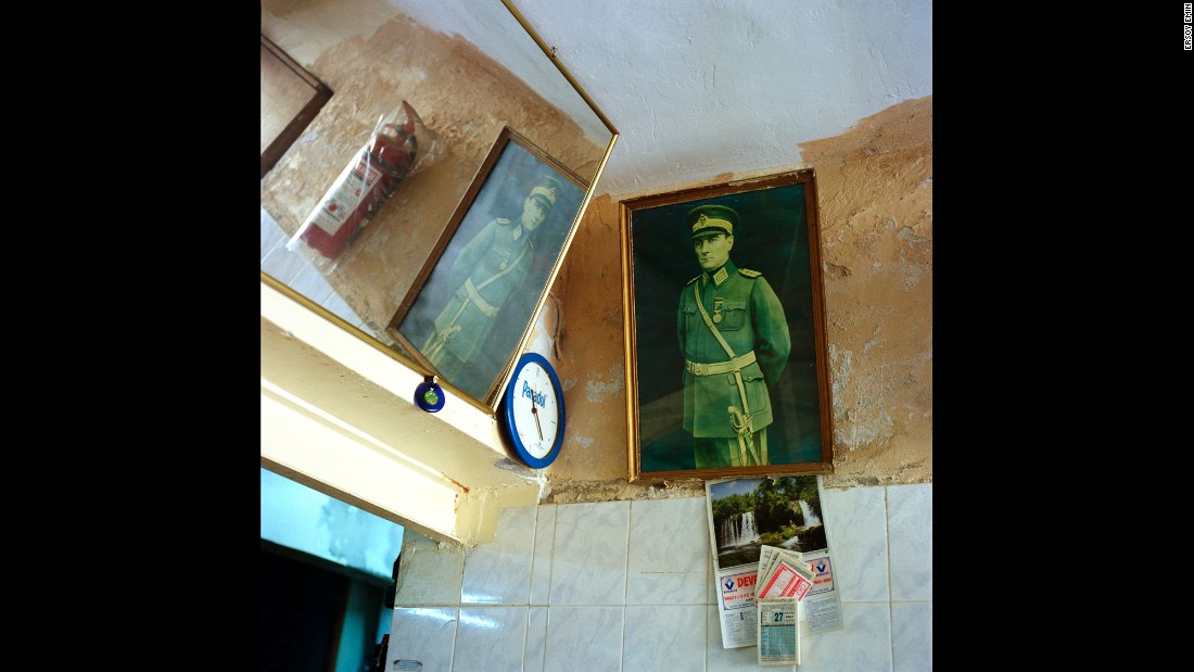 &quot;I was not so interested in the compulsory images of Ataturk you see in banks or in the main square but more of ones that you see tucked away in little cafes, small car garages and little businesses, and people&#39;s own images of him,&quot; said Emin. Here, a portrait hangs in an automobile repair shop in Istanbul.