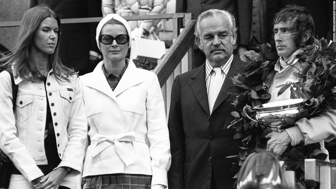 The Monaco Grand Prix is THE race for style icons. The 1973 race winner Jackie Stewart (far right) is seen here with his wife Helen (far left) but former Hollywood actor Grace Kelly and husband Prince Rainier III of Monaco are an unbeatable duo in Monte Carlo&#39;s style stakes.