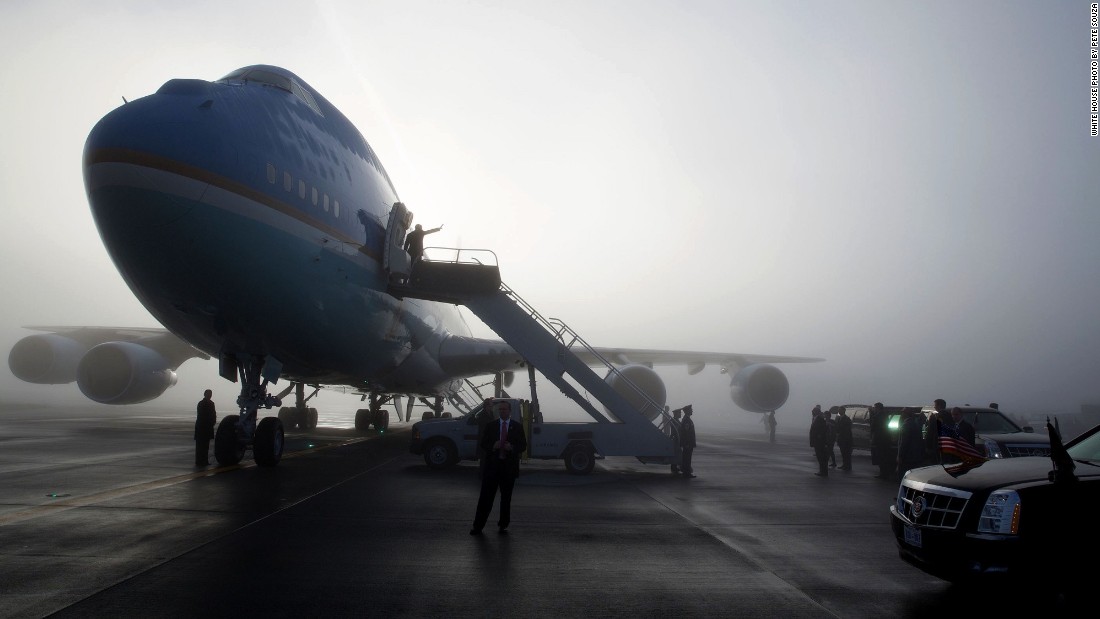 Departing Seattle, Washington, on a foggy morning on November 25, 2013. 