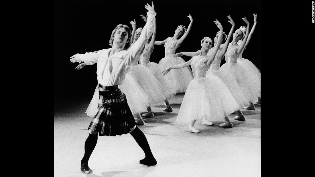 Russian dancer Mikhail Baryshnikov, left, tapes a TV special in Canada, where he defected in June 1974. Soon after, Baryshnikov moved to the United States and started working with the New York City Ballet and the American Ballet Theatre. In 1979, he earned an Academy Award nomination for his supporting role in the film &quot;The Turning Point.&quot;
