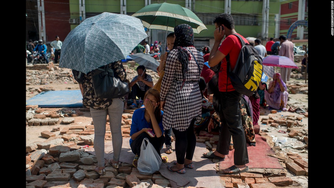 People gather in an open space in Kathmandu on May 12.