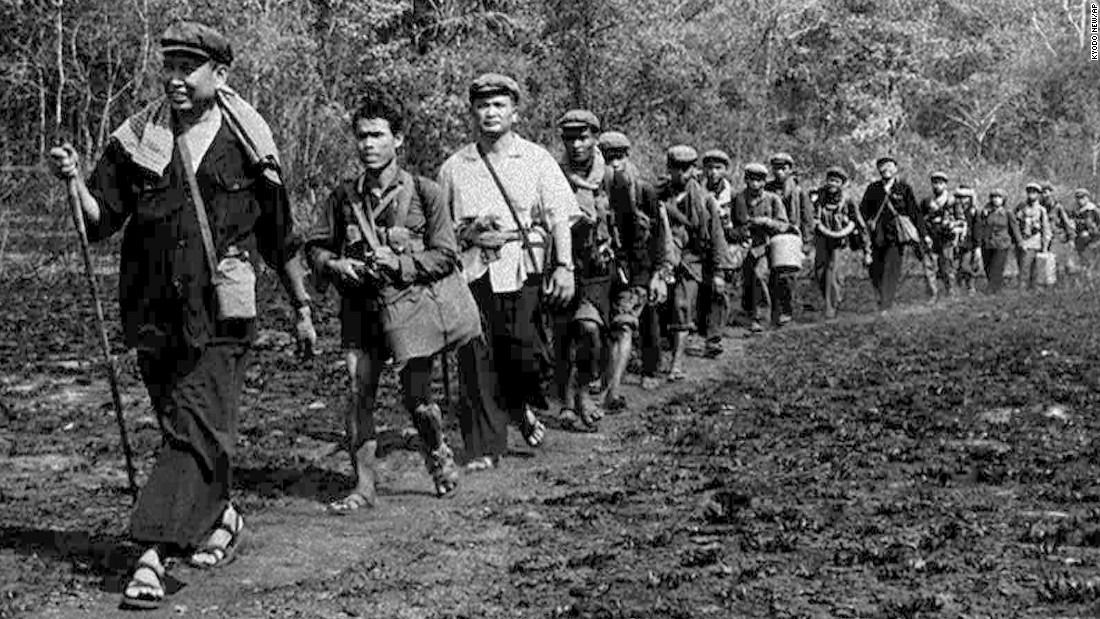 From 1975-1979, Pol Pot -- seen here at far left -- led the Khmer Rouge communist movement in Cambodia. During his reign, at least 1.7 million people -- nearly a quarter of Cambodia&#39;s population -- died from execution, disease, starvation and overwork, according to the Documentation Center of Cambodia.