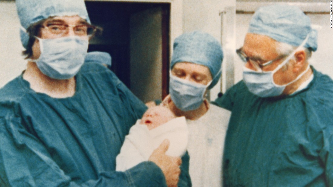 Louise Brown became the world&#39;s first test-tube baby on July 25, 1978. Dr. Robert Edwards, left, and Patrick Steptoe, right, pioneered the process of in vitro fertilization, which injects a single sperm into a mature egg and then transfers the egg into the uterus of the woman. In 2010, Edwards won the Nobel Prize in Medicine for the development of in vitro fertilization, which has helped families conceive more than 5 million babies around the world.