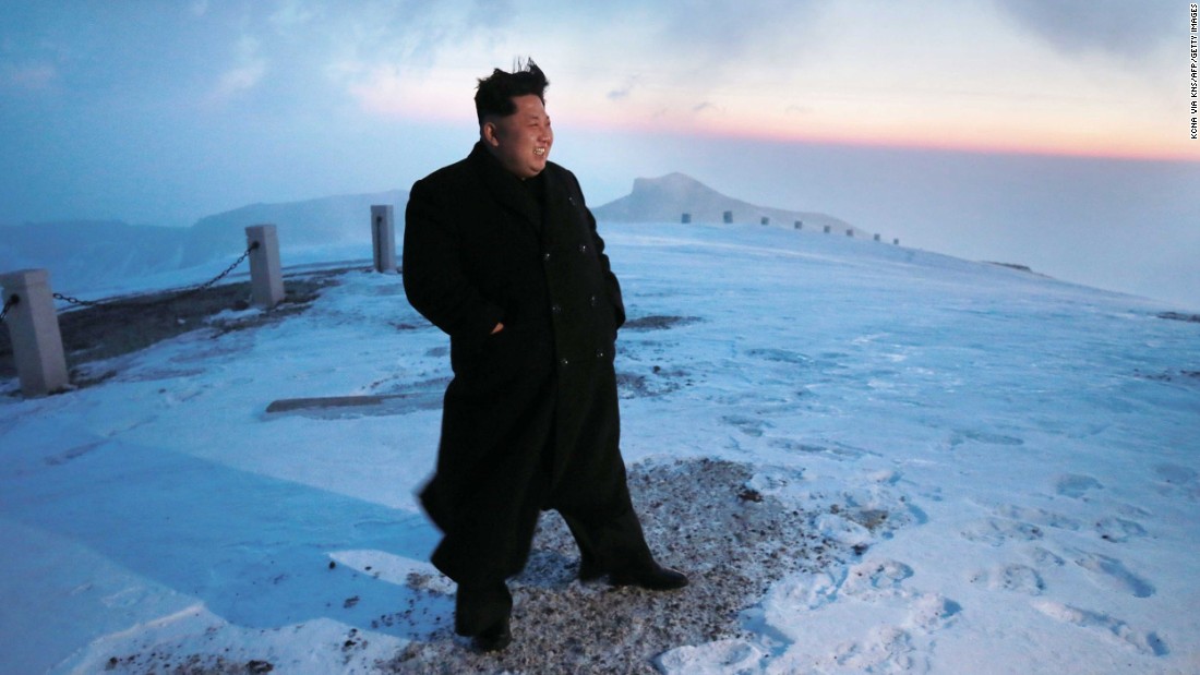 Kim stands on the snow-covered top of Mount Paektu in North Korea in a photo taken by North Korean newspaper Rodong Sinmun on April 18 and released the next day by South Korean news agency Yonhap. Kim scaled the country&#39;s highest mountain, North Korean state-run media reported, arriving at the summit to tell soldiers that the hike provides mental energy more powerful than nuclear weapons.