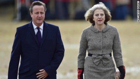 Former UK Prime Minister David Cameron with Theresa May in 2014.