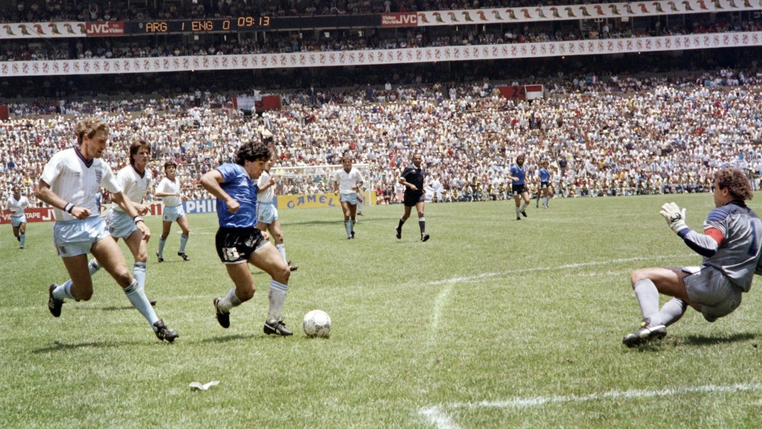 Maradona followed that act of subterfuge with one of the greatest ever World Cup goals as England lost 2-1. The Argentine ran half the length of pitch, outwitting a number of England defenders before slotting the ball past goalkeeper Peter Shilton.