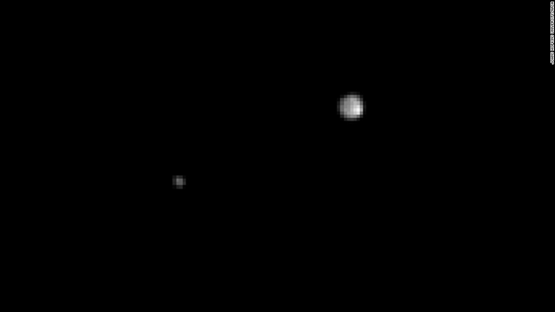 New Horizons took a series of 13 images of Charon circling Pluto over the span of 6½ days in April. As the images were being taken, the spacecraft moved from about 69 million miles from Pluto to 64 million miles.