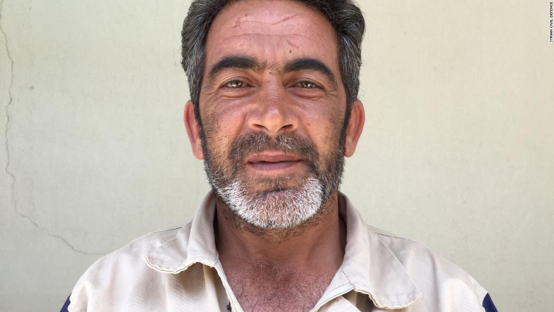 Mohammad Ata Rashwani, 44. Hospital administration. &quot;We were in a village called Kastim and rescued a man whose entire lower half was buried. A missile hit a car outside the shop he was in. We took him to the hospital and he lived.&quot; Mohammad joined the White Helmets five days after his son was killed working the very same job.