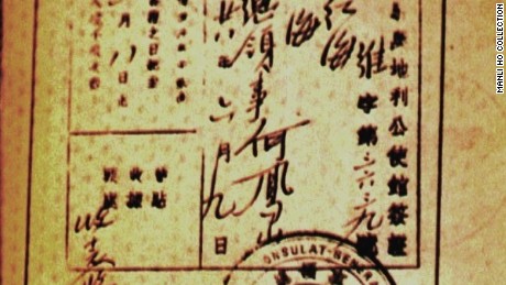 A Shanghai visa signed by Dr. Ho Feng Shan with a serial number of 3639.