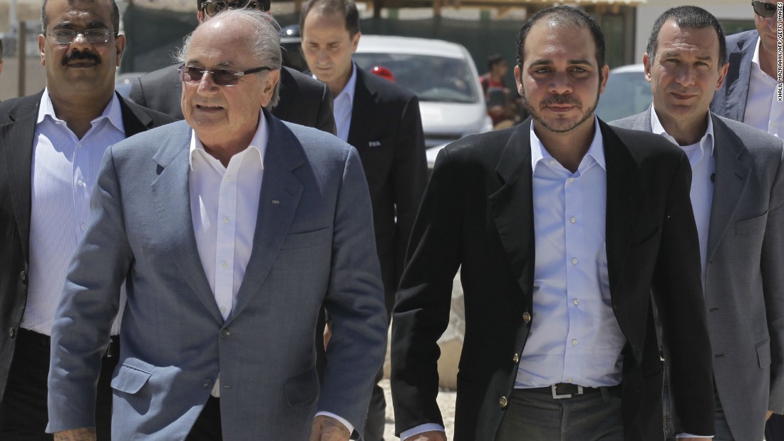 Blatter is currently seeking another term at the head of FIFA. His only challenger is FIFA Vice-President Prince Ali bin al-Hussein from Jordan (right) although Blatter is widely expected to win.