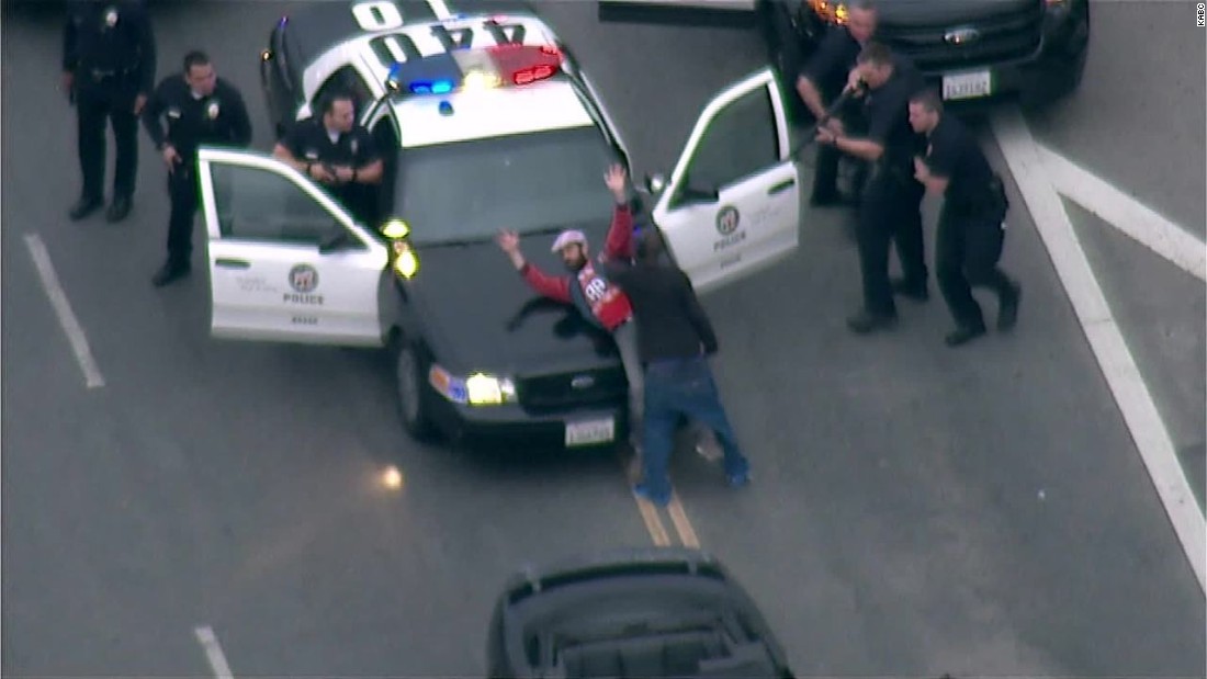 Bystander Jumps In Front Of Car Ends Police Chase Cnn Video