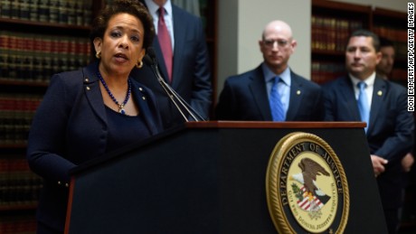 Attorney General Loretta E. Lynch announces charges against FIFA officials at a news conference on May 27, 2015 in New York. 