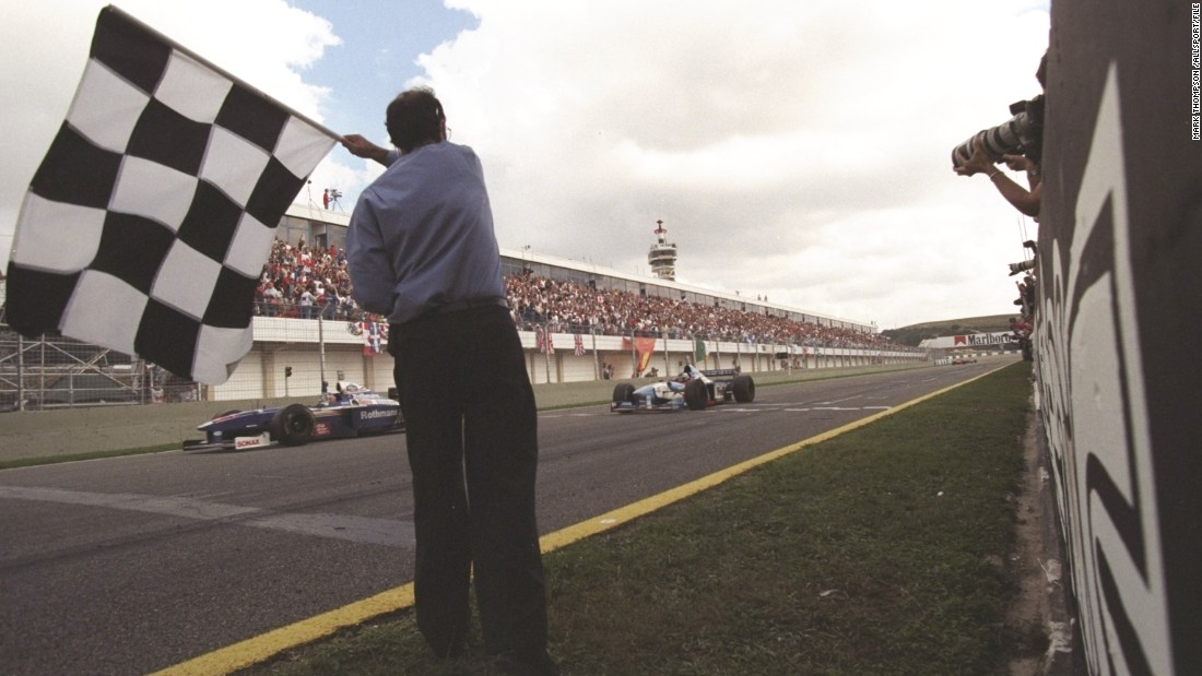 October 26, 1997: It&#39;s a date to remember for Villeneuve as he takes the checkered flag at the European Grand Prix in Jerez, Spain. His third-place finish was enough to win the drivers&#39; championship with Williams in only his second season in F1.