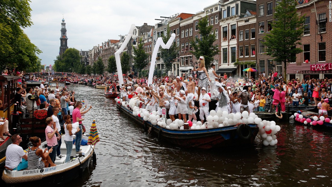 Supporters of gay rights attend the annual canal parade -- a Gay Pride Week event -- in Amsterdam, Netherlands, in August, 2014. 