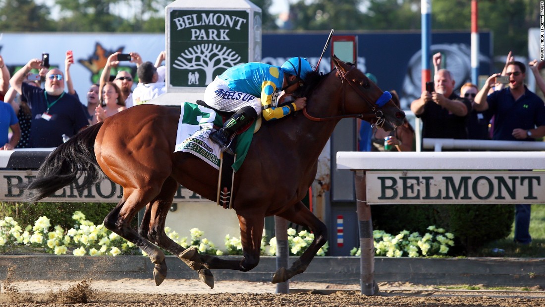 Kentucky Derby and Preakness Stakes winner American Pharoah wins the 147th running of the Belmont Stakes in New York on Saturday, June 6, to become the first horse to win the Triple Crown since Affirmed did so in 1978.