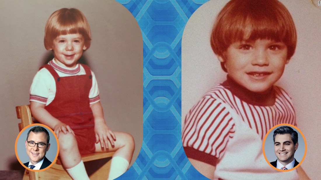 Bowl haircuts and bright red outfits were apparently all the rage in the &#39;70s as demonstrated by CNN senior Washington correspondent Jeff Zeleny in 1975, left, and senior White House correspondent Jim Acosta, right. 