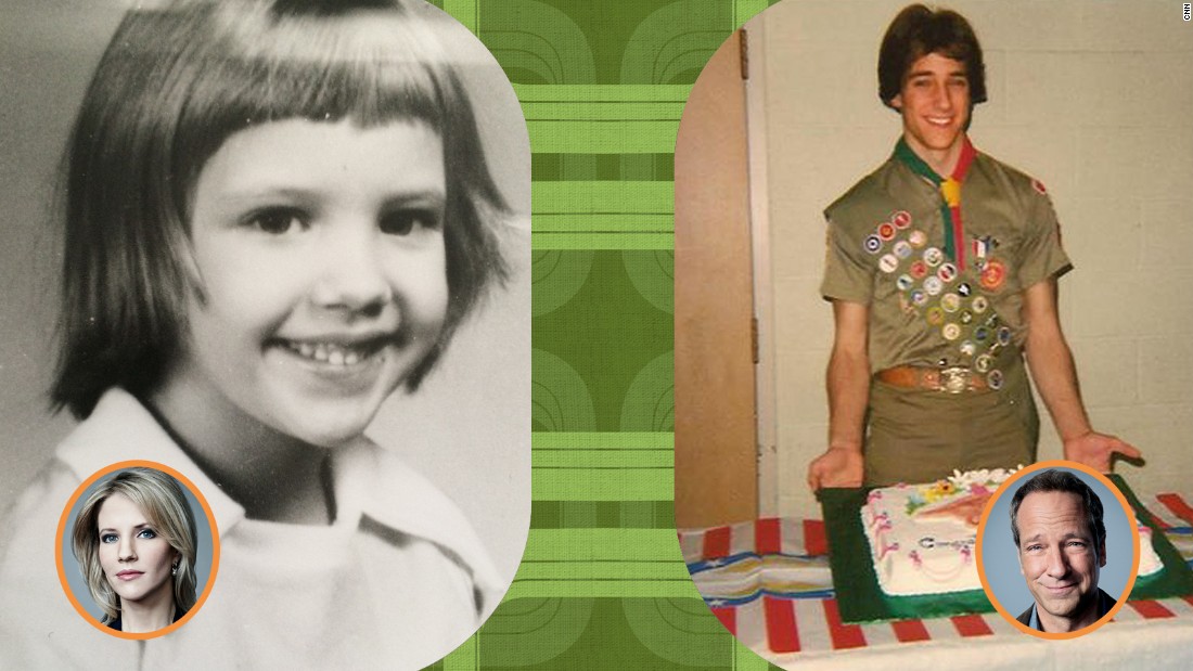 Left: CNN White House correspondent Michelle Kosinski sporting a haircut done by her mother. &quot;Nice haircut, Mom,&quot; she says. Right: &quot;Somebody&#39;s Gotta Do it&quot; host Mike Rowe at his Eagle Scout ceremony in 1979.  