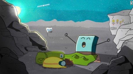 Philae si sveglia! I responsabili della missione hanno postato questa vignetta del lander che sbadiglia dopo essere uscito dal letargo il 13 giugno 2015. Hanno anche inviato una serie di tweet tra il lander e la sua nave madre, Rosetta.