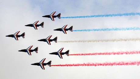 The French Patrol performs over Le Bourget on June 15, 2015 