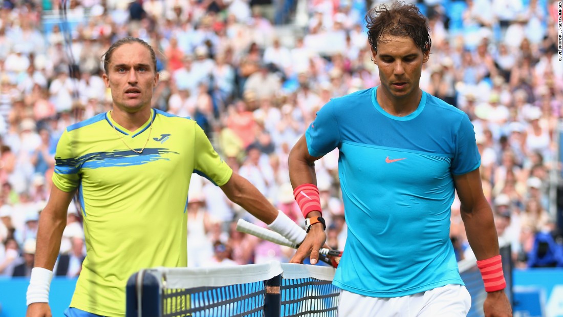 Nadal&#39;s comeback faced another hitch after losing to Alexandr Dolgopolov of Ukraine in round one of the Aegon Championships at Queen&#39;s Club in London on June 16, 2015. 